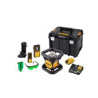   DEWALT Kabelloser selbstausrichtender Rotationslaser 18 V (grün) (1 x 2,0 Ah Akku + Ladegerät + TSTAK) DCE079D1G