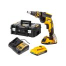 DEWALT Akku-Gipskartonschrauber 18 V ohne Kohlebürste (2 x 2,0 Ah Akkus + Ladegerät) DCF620D2
