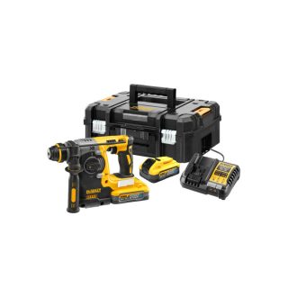   DEWALT Akku-Bohrhammer 18 V ohne Bürsten 2,1 J (2 x 5,0 Ah Power Stack Akku + Ladegerät + TSTAK)
