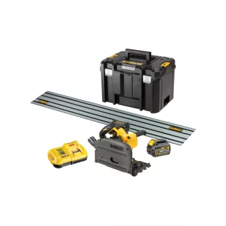   DEWALT Akku-Tauchkreissäge 54 V ohne Kohlebürste (2 x 6,0 Ah Akku + Ladegerät + Schiene) DCS520T2R