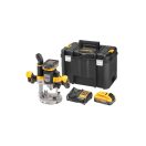 DEWALT Akku-Oberfräse 18 V 12 mm (2 x 5,0 Ah Power Stack Akku + Ladegerät + TSTAK)