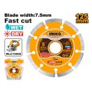 INGCO Diamanttrennscheibe 125 x 7,5 x 22,2 mm segmentiert