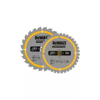   DEWALT CONSTRUCTION Zweiteiliges Sägeblatt-Set für genageltes Holz 165 x 20 x 1,49 mm / 24T + 36T