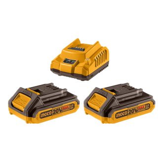   INGCO Akku- und Ladegerät-Set 20 V (2 x 2,0 Ah Akku + 2,0 A Ladegerät)
