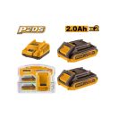 INGCO Akku- und Ladegerät-Set 20 V (2 x 2,0 Ah Akku + 2,0 A Ladegerät)
