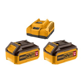   INGCO Akku- und Ladegerät-Set 20 V (2 x 5,0 Ah Akku + 4,0 A Ladegerät)