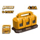 INGCO 6-reihiges sequenzielles Akkuladegerät 4,0 A 20 V