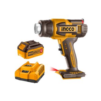   INGCO Akku-Heißluftgebläse 550°C mit LCD-Display 20 V (1 x 5,0 Ah Akku + Ladegerät)