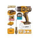 INGCO Akku-Heißluftgebläse 550°C mit LCD-Display 20 V (1 x 5,0 Ah Akku + Ladegerät)