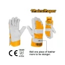 INGCO Arbeitshandschuh Größe 10,5 aus dickem Rindsleder, verstärkt mit robustem Canvas, für hohe Beanspruchung