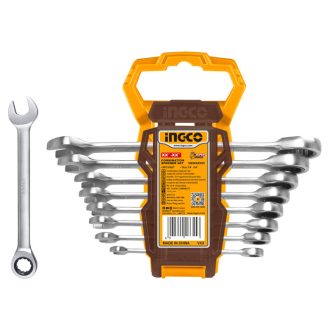 INGCO Ratschen-Ringschlüssel-Satz 8-teilig 8-19 mm CrV