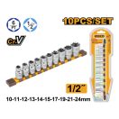 INGCO Steckschlüssel-Satz 10-teilig 1/2" 10-24 mm CrV