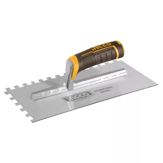   INGCO Zahnspachtel 130 x 280 mm Inox 10 x 10 mm mit Softgriff