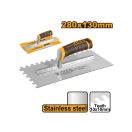 INGCO Zahnspachtel 130 x 280 mm Inox 10 x 10 mm mit Softgriff