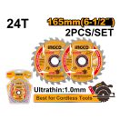 INGCO Kreissägeblatt für Holz 165 x 20 x 1,0 mm / 24 Zähne (2 Stück)