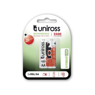 UNIROSS AA/Bleistiftbatterie 1,2 V 2500 mAh (2 Stück)