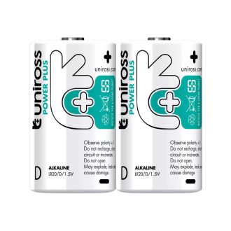   UNIROSS D/LR20/Goliath langlebige Alkalibatterie 1,5 V POWER PLUS (2 Stück)
