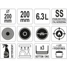 YATO GASTRO Topf mit Deckel 6,3 Liter 200 x 200 mm Edelstahl