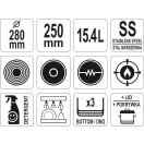 YATO GASTRO Topf mit Deckel 15,4 Liter 280 x 250 mm Edelstahl