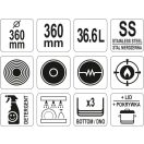 YATO GASTRO Topf mit Deckel 36,6 Liter 360 x 360 mm Edelstahl