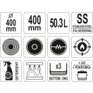 YATO GASTRO Topf mit Deckel 50,3 Liter 400 x 400 mm Edelstahl