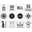 YATO GASTRO Topf mit Deckel 98,2 Liter 500 x 500 mm Edelstahl