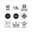 YATO GASTRO Mit Fußdeckel 1,9 Liter 160 x 95 mm Edelstahl