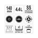 YATO GASTRO Mit Fußdeckel 4,4 Liter 200 x 140 mm Inox