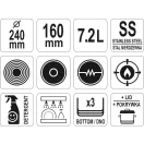 YATO GASTRO Mit Fußdeckel 7,2 Liter 240 x 160 mm Inox