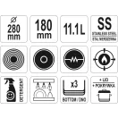 YATO GASTRO Mit Fußdeckel 11,1 Liter 280 x 180 mm Inox