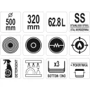 YATO GASTRO Mit Fußdeckel 62,8 Liter 500 x 320 mm Inox