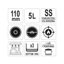 YATO GASTRO Mit Fußdeckel 5 Liter 240 x 110 mm Inox