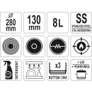 YATO GASTRO Mit Fußdeckel 8 Liter 280 x 130 mm Inox