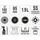 YATO GASTRO Mit Grifffußdeckel 1,9 Liter 160 x 95 mm Edelstahl