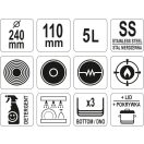 YATO GASTRO Mit Grifffußdeckel 5 Liter 240 x 110 mm Inox