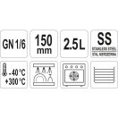 YATO GASTRO Inox-Einsatz 150 mm GN 1/6