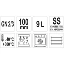 YATO GASTRO Inox-Einsatz 100 mm GN 2/3