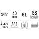 YATO GASTRO Inox-Einsatz 40 mm GN 1/1