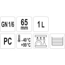 YATO GASTRO Kunststoffeinsatz 65 mm GN 1/6