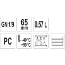 YATO GASTRO Kunststoffeinsatz 65 mm GN 1/9