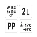 YATO GASTRO Plastikeimer 2 Liter