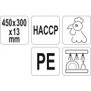 YATO GASTRO Schneidebrett 450 x 300 x 13 mm PE gelb