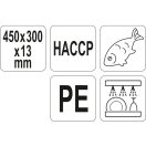 YATO GASTRO Schneidebrett 450 x 300 x 13 mm PE blau