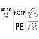 YATO GASTRO Schneidebrett 450 x 300 x 13 mm PE weiß