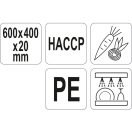 YATO GASTRO Schneidebrett 600 x 400 x 20 mm PE grün