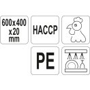 YATO GASTRO Schneidebrett 600 x 400 x 20 mm PE gelb