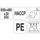 YATO GASTRO Schneidebrett 600 x 400 x 20 mm PE blau