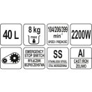 YATO GASTRO Schüsselmixer 40 Liter 2200 W 380 V