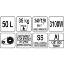 YATO GASTRO Knetmaschine 50 Liter 2 Geschwindigkeiten 3100 W 380 V