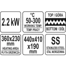 YATO GASTRO Kontaktgrill 440 mm 2200 W geripptes Backblech